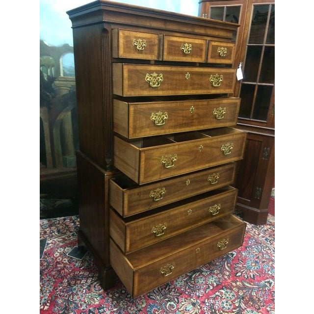 Vintage Henredon Chest on Chest, Banded Tall Chest For Sale - Image 11 of 16