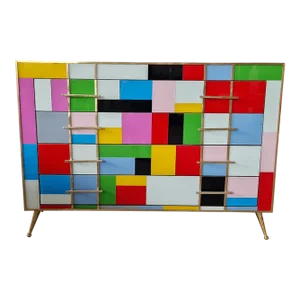 Vintage Dresser with Four Glass Drawers, 1980s