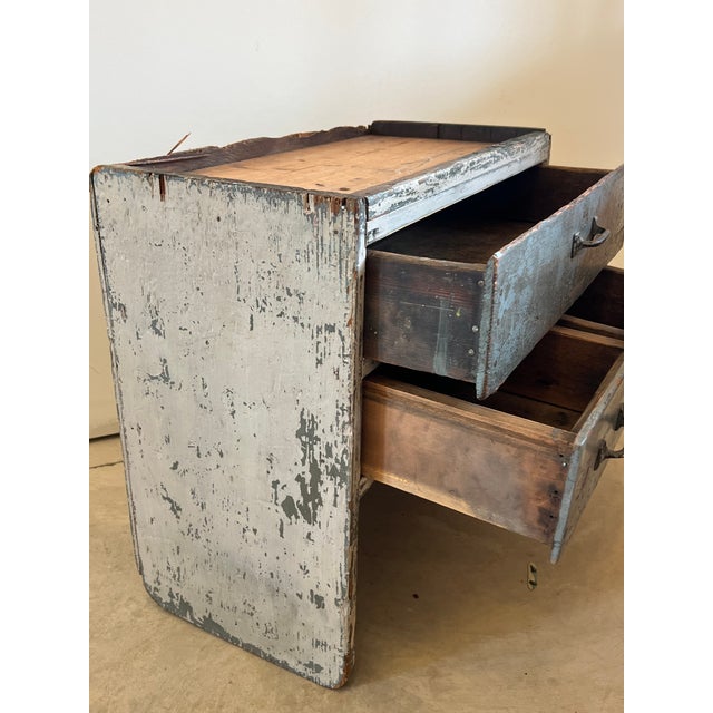 Gray Early 20th Century Painted Pine Utility Cabinet / Work Table For Sale - Image 8 of 11