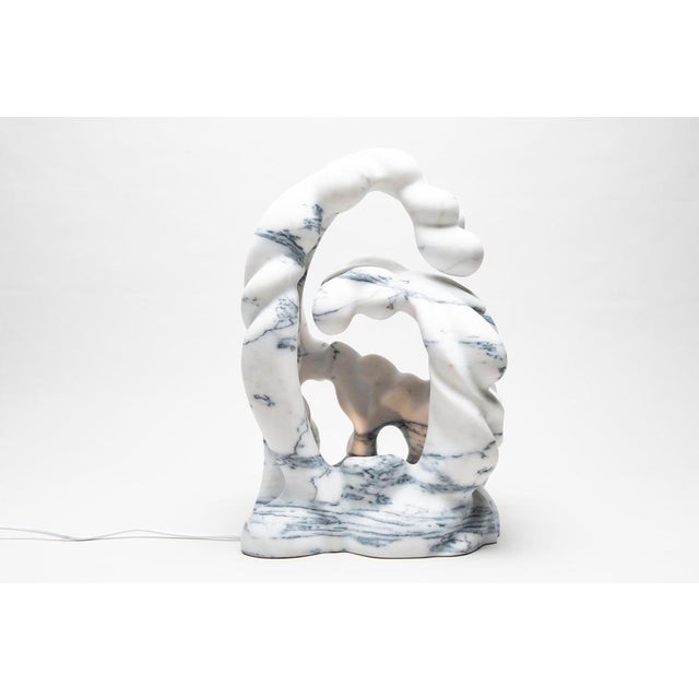 Ahyi Handmade Table Lamp in White Marble by Manta For Sale - Image 12 of 17