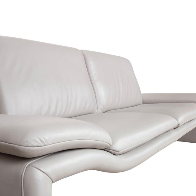 Leather Three-Seater Grey Sofa with Manual Function from Koinor For Sale - Image 9 of 16