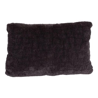 Custom Handmade Gaufraged Velvet Rectangular Pillow in a Smoked Amethyst Hue For Sale