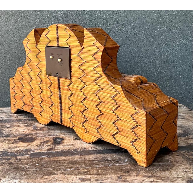 Vintage Handcrafted Matchstick Mantle Clock For Sale - Image 10 of 18