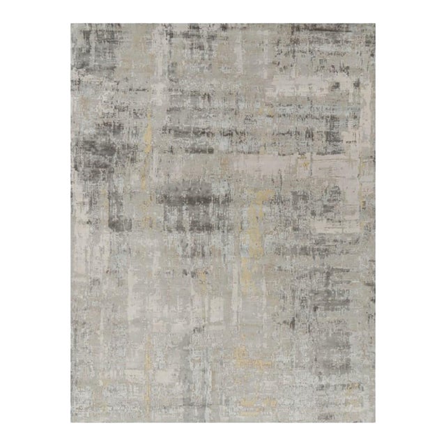 Rug & Kilim’s Oversized Abstract Rug in Silver-Gray and Beige-Brown Patterns 13x17 For Sale