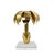 Contemporary Matthew Izzo Home Palmy Iron Palm Tree Gold Leaf Candle Holder on White Marble Base For Sale - Image 3 of 6