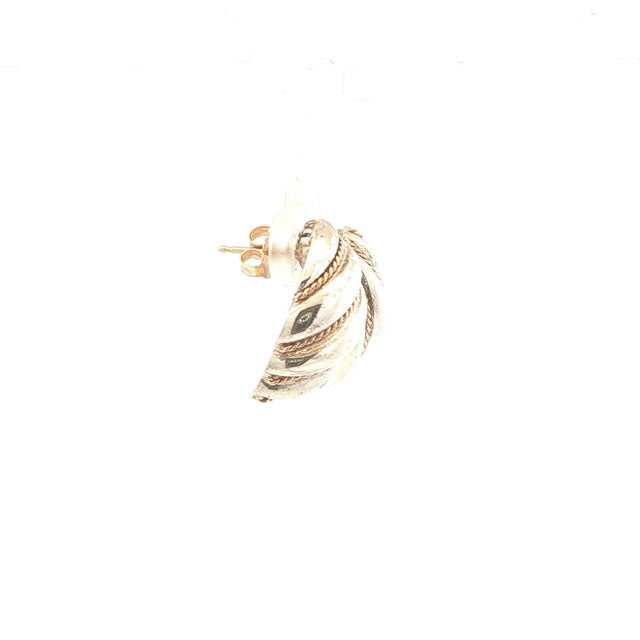 Modern Late 20th Pair of Tiffany & Co Sterling and 14k Gold Shrimp Earrings For Sale - Image 3 of 3