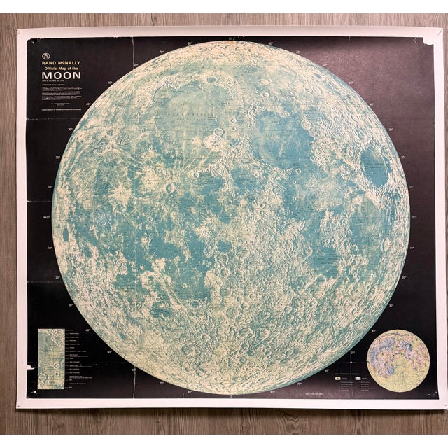 1958 Rand McNally Official Map of the Moon - Large Original Map For Sale - Image 9 of 9