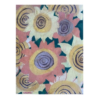 Claude Decamps, Sun Flower, Oil on Canvas, 1970s For Sale