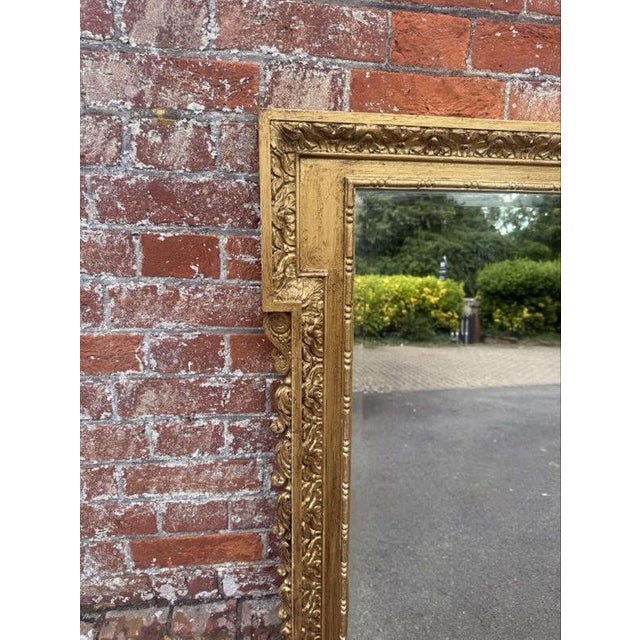 Gold Antique English Gilt Ornate Framed Overmantle Mirror For Sale - Image 8 of 10