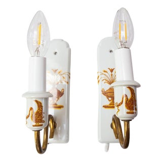 Antique French Wall Lights Lamballe from Porcelaine De Paris, 1920s, Set of 2 For Sale