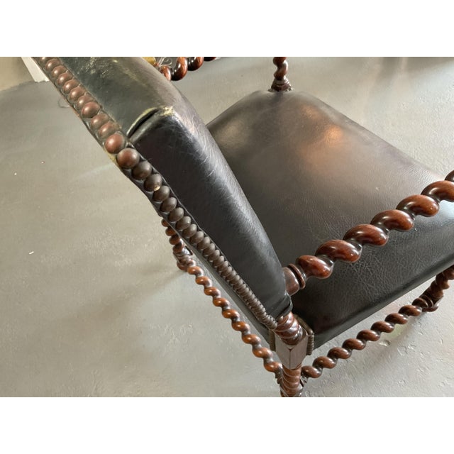 Antique Barley Twist Carved Lion Arm Chair For Sale In West Palm - Image 6 of 9