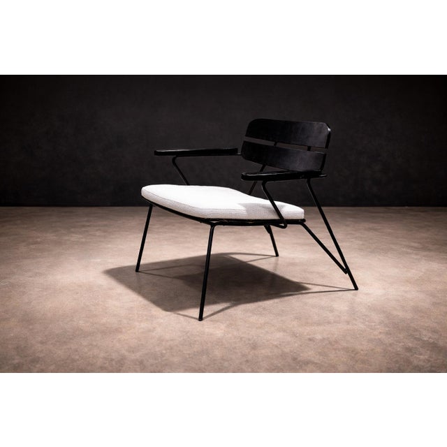 Wood Armchair in Metal and Wood With Ebony Finish, Carlo Hauner & Martin Eisler, 1950s For Sale - Image 7 of 10