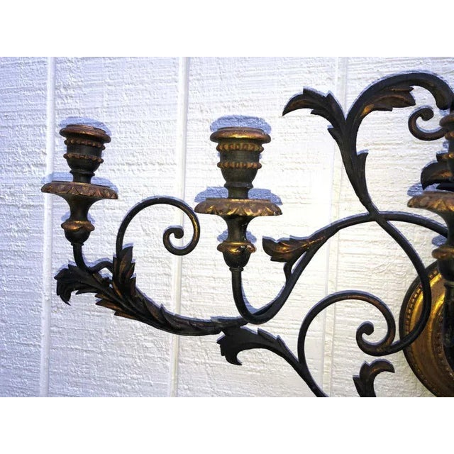 1960s Italianate Tole and Wood Wall Sconce For Sale - Image 5 of 13