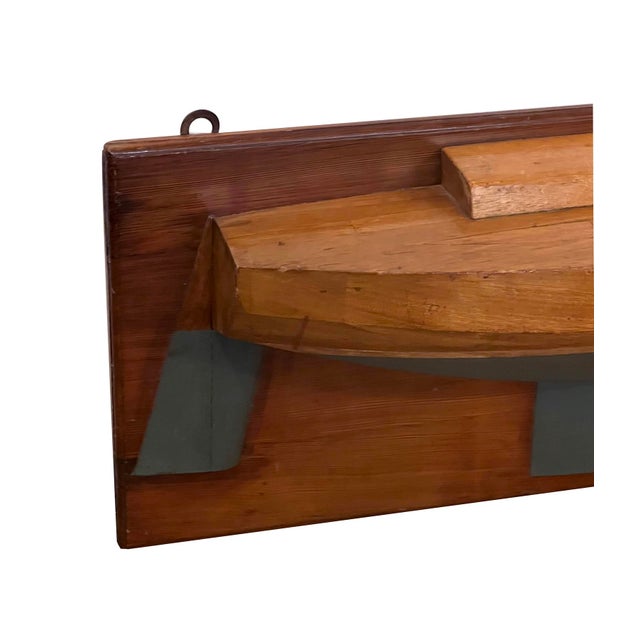 American Mounted Half-Hull Wooden Boat Builder's Model of a Sloop For Sale - Image 3 of 9