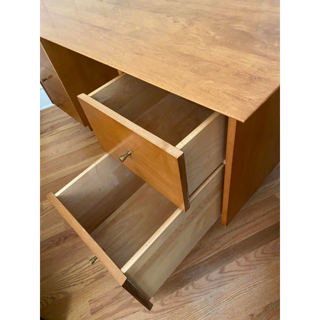Wood Mid 20th Century Paul McCobb for Winchendon Maple Double Pedestal Desk For Sale - Image 7 of 16