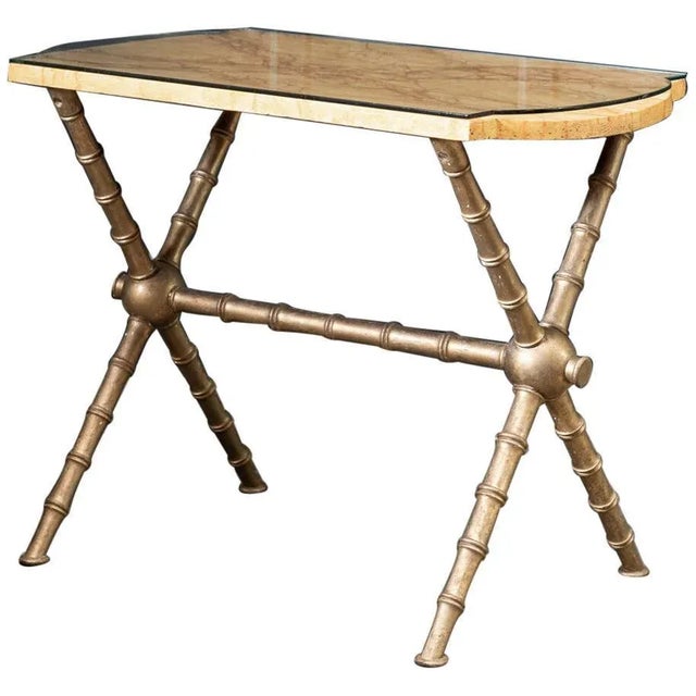 19th Century English Faux Marble, Glass and Faux Bamboo Side Table For Sale - Image 9 of 9