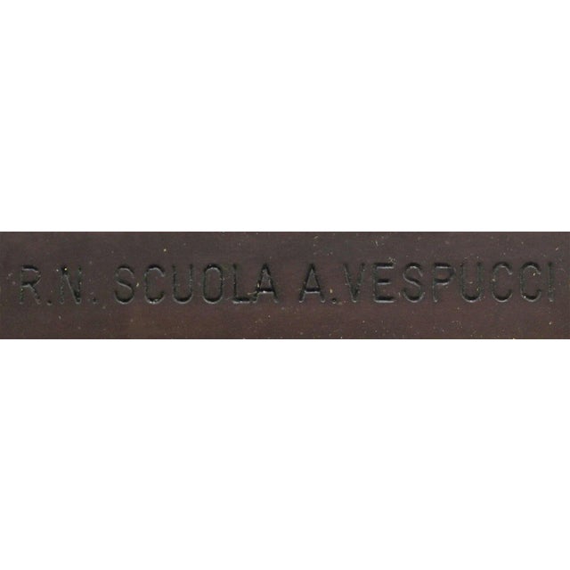 Traditional 1970s "La Spezia Nave Scuola Amerigo Vespucci" Nautical Oil Painting Signed GP, Framed For Sale - Image 3 of 6