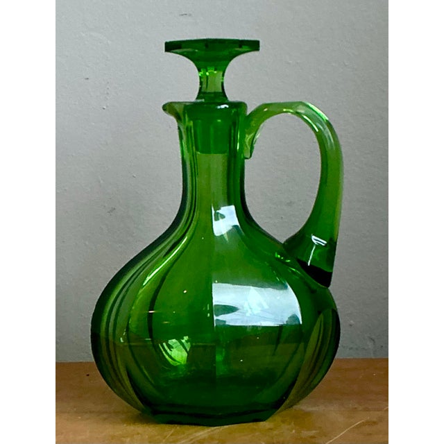 Vintage Green Glass Decanter For Sale - Image 10 of 12