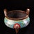 This striking vintage cloisonne enamel incense burner, or censer, features a rounded body supported by three tapered legs...