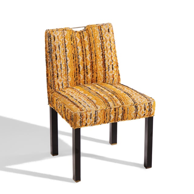 Edward Wormley for Dunbar Mid Century Brass Handled Dining Chairs - Pair For Sale - Image 12 of 13