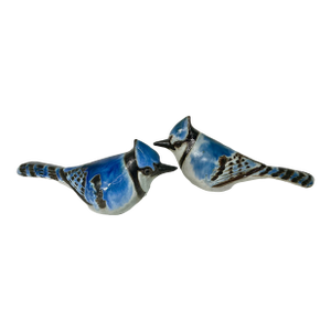 Pair of Ceramic Blue Jay Bird Figurines by Anderson Design Studio