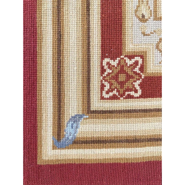 French Provincial French Style Ivory & Red Needlepoint Area Rug 8' X 10' For Sale - Image 3 of 9