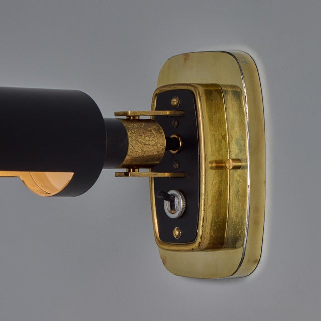 1960s Stilnovo Model #2134 Articulating Brass and Metal Wall Lamp For Sale - Image 14 of 18