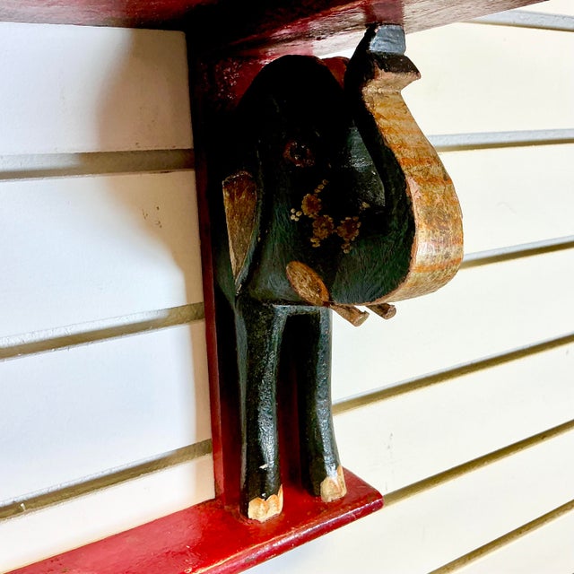 1920s Antique Chinoiserie Boho Chic Elephant Wall Mounted Shelf. For Sale - Image 9 of 17