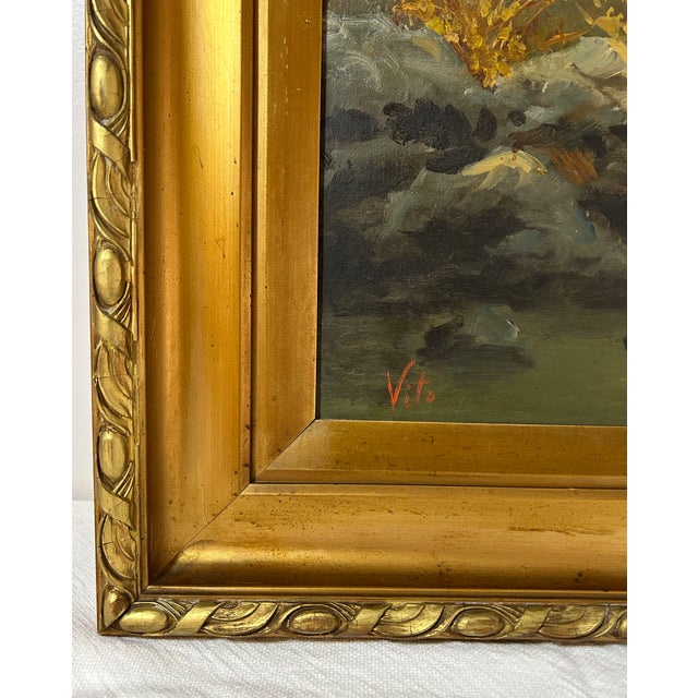 Pair of Antique 19th Century Continental Vertical Landscape Paintings For Sale In Atlanta - Image 6 of 15