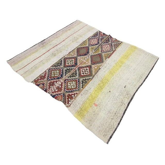 1960s Vintage Kilim Rug- 4′7″ × 5′1″ For Sale - Image 4 of 7