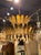Large scale modern Murano glass 2-tier palm leaf crown form chandelier. Sure to make a statement! 30H x 54W