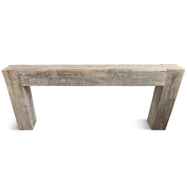 2020s Rustic Salvaged Wood Beam Console Table For Sale - Image 5 of 7