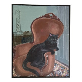 The Cat, Painting by Patty Day Signed and Framed For Sale