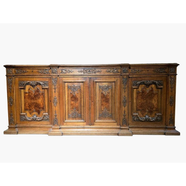 Large 19th Century French Fruitwood Sideboard with One-Piece Veined Marble Top, 1809 For Sale - Image 3 of 14