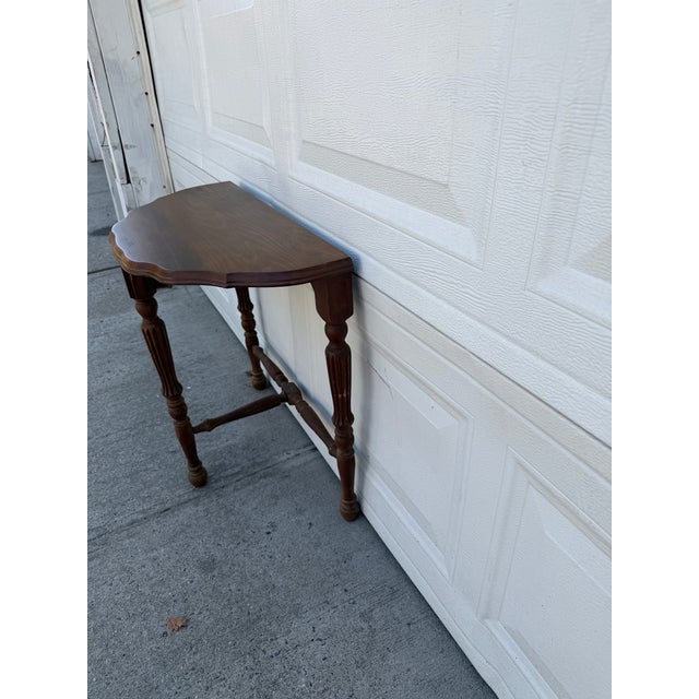 Vintage English Jacobean Revival Demilune Console Table For Sale - Image 11 of 11