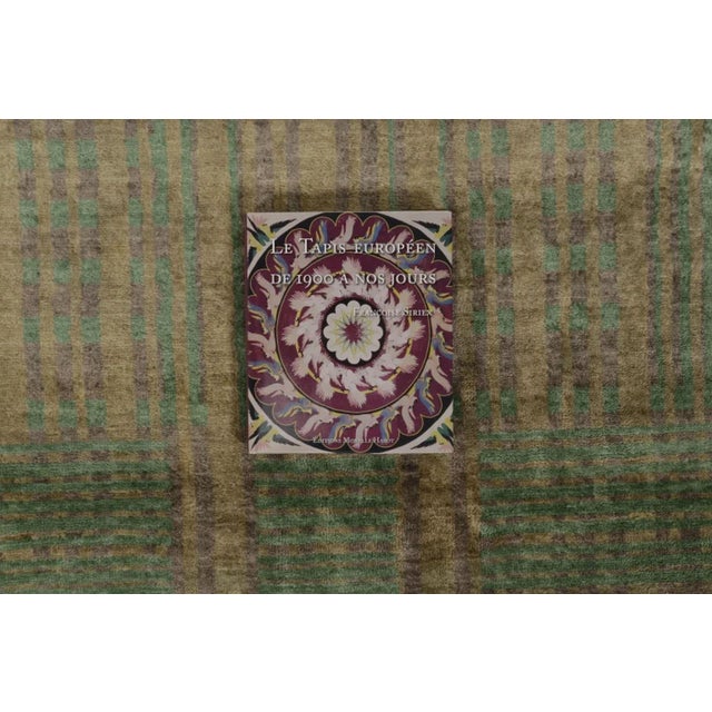 Army Green Rug & Kilim's Scandinavian Style Plush Rug in Mohair With Muted Geometric Designs For Sale - Image 8 of 11