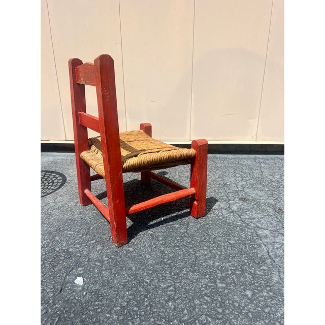 Red Vintage Mexican Folk Art Children’s Chair For Sale - Image 8 of 11