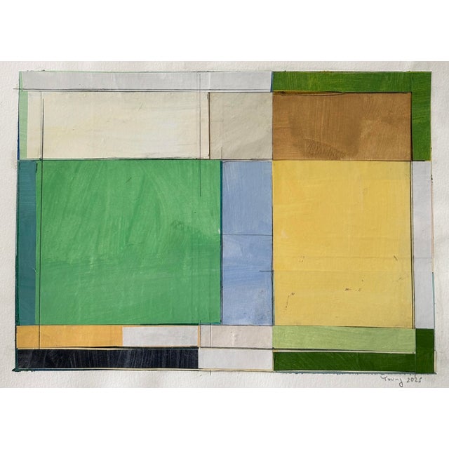 Painted paper mounted on heavy archival watercolor paper. Measures 12x9 inches. A half inch border is left to allow or...