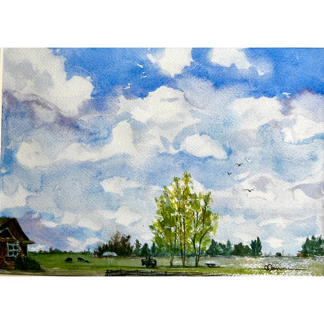 Watercolor painting Giclee print of mowing day in beautiful Idaho. I don’t see how anyone could mind mowing the fields...