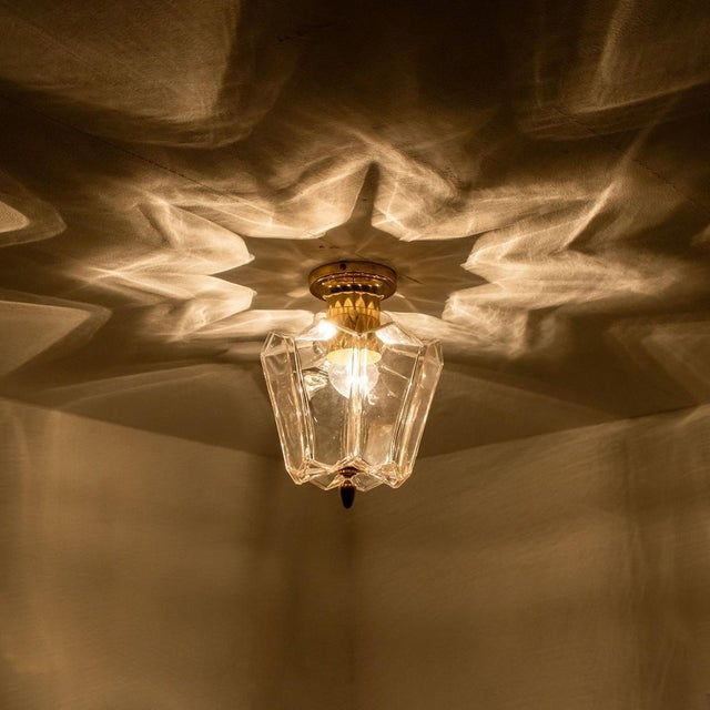 Flower Shaped Flush Mount in Clear Glass and Brass from Limburg, 1970 For Sale - Image 12 of 16