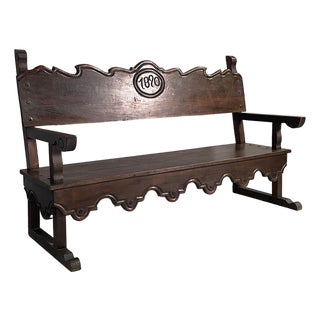 Italian Antique Wooden Bench, 1820s For Sale