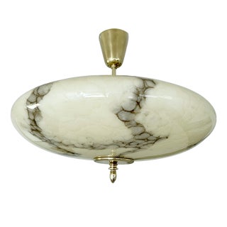 Art Deco Pendant Light in Marble Glass, 1930s For Sale