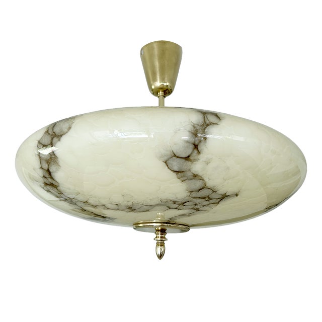 Art Deco Pendant Light in Marble Glass, 1930s For Sale
