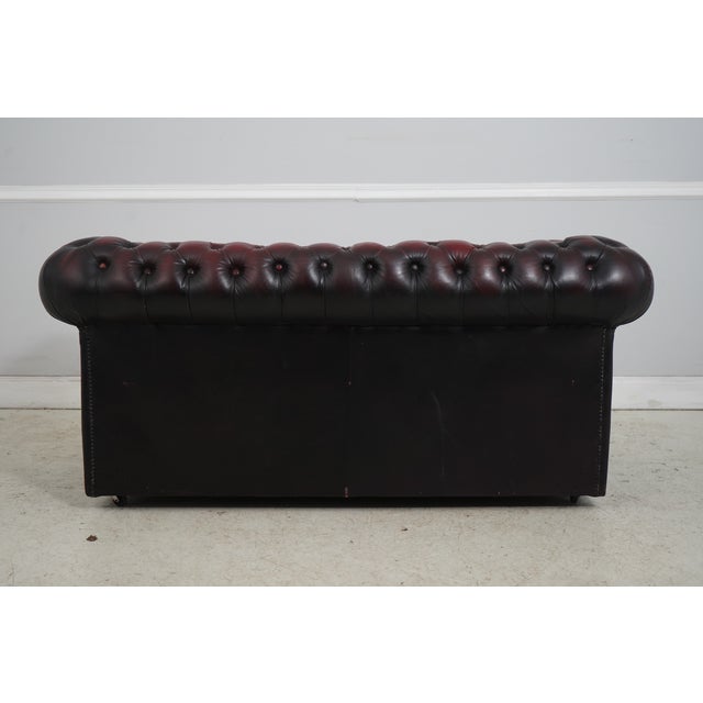 Chesterfield Tufted Leather English Loveseat For Sale - Image 17 of 18