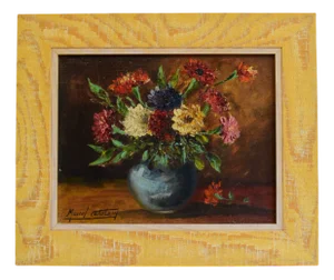 Marcel Catelein, Still Life with Bunch of Flowers, 1960s, Oil on Canvas, Framed