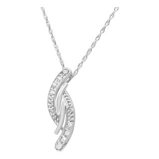 .925 Sterling Silver Diamond Accent Bypass Curve 18" Pendant Necklace (I-J Color, I3 Clarity) For Sale