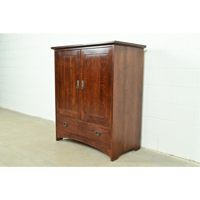 Mission Stickley Mission Oak Arts & Crafts Media Cabinet For Sale - Image 3 of 18