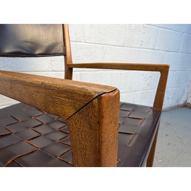 Mid 20th Century Attributed to Paul McCobb for Directional Irwin Collection Woven Leather Dinning Chairs For Sale - Image 11 of 14