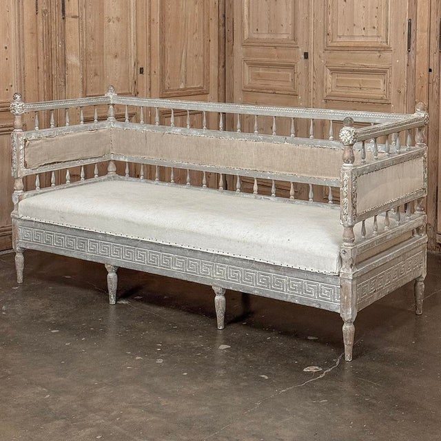 Late 18th Century 18th Century Swedish Gustavian Neoclassical Scraped Painted Bench For Sale - Image 5 of 18