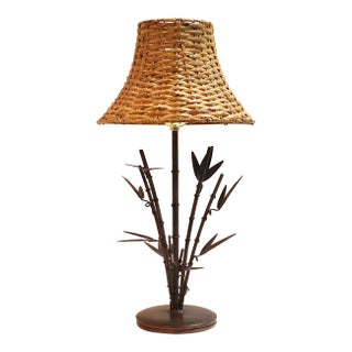 Small Vintage Bamboo Table Lamp For Sale